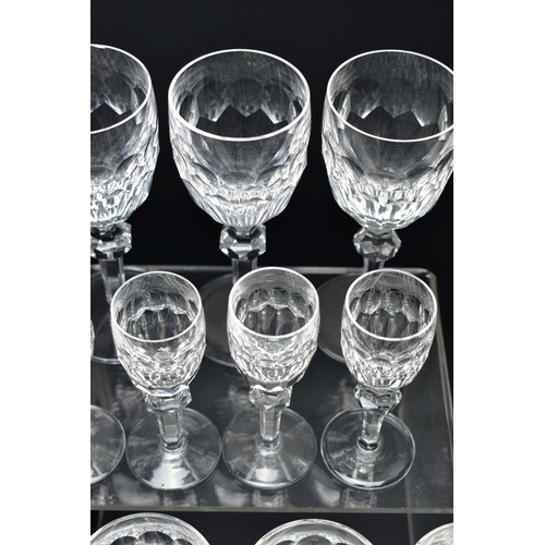 119 - A SUITE OF FORTY FIVE WATERFORD CRYSTAL CURRAGHMORE PATTERN DRINKING GLASSES, comprising eleven red ... 