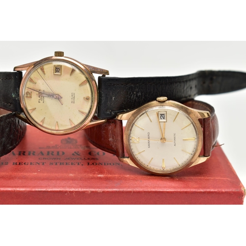 13 - THREE WATCHES, to include a 1960s 9ct yellow gold manual wind GARRARD wristwatch, cream dial with gi... 