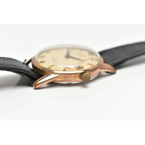 13 - THREE WATCHES, to include a 1960s 9ct yellow gold manual wind GARRARD wristwatch, cream dial with gi... 