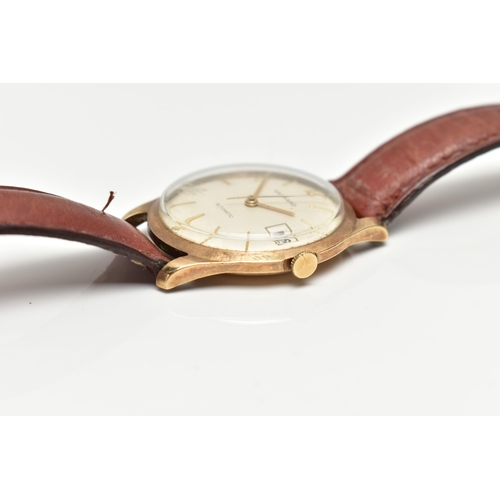 13 - THREE WATCHES, to include a 1960s 9ct yellow gold manual wind GARRARD wristwatch, cream dial with gi... 