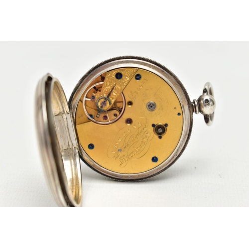 14 - A LATE VICTORIAN 20TH CENTURY I SIMMONS KEY WOUND OPEN FACE POCKET WATCH, the white enamel dial with... 