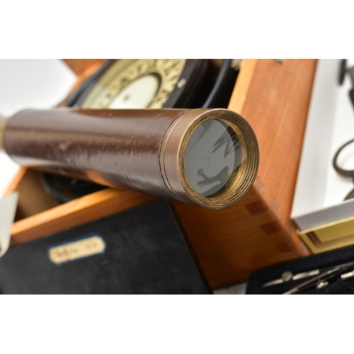 156 - A MID 20TH CENTURY JAPANESE SHIPS COMPASS HOUSED IN AN OAK CASE, the black lacquered compass in gimb... 