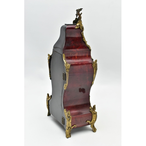 158 - A LATE 19TH/ EARLY 20TH CENTURY FRENCH GILT METAL AND TORTOISESHELL MANTEL CLOCK, the cast brass dia... 