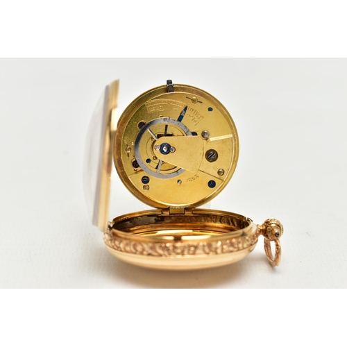 19 - A WILLIAM IV, 18CT YELLOW GOLD, KEY WOUND OPEN FACE POCKET WATCH, the decorative gilt dial with gilt... 