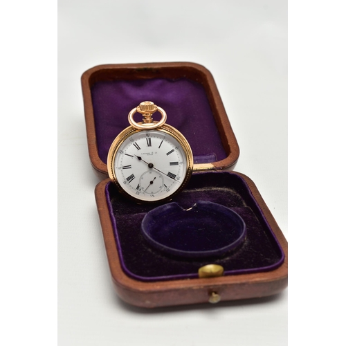 25 - AN EARLY 20TH CENTURY 18CT YELLOW GOLD MANUAL WOUND OPEN FACE POCKET WATCH WITHIN A POCKET WATCH CAS... 