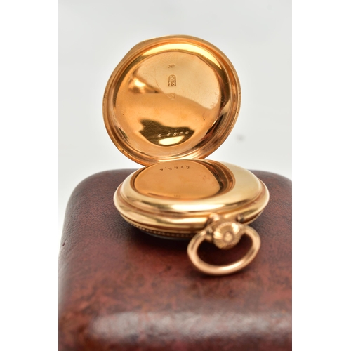 25 - AN EARLY 20TH CENTURY 18CT YELLOW GOLD MANUAL WOUND OPEN FACE POCKET WATCH WITHIN A POCKET WATCH CAS... 