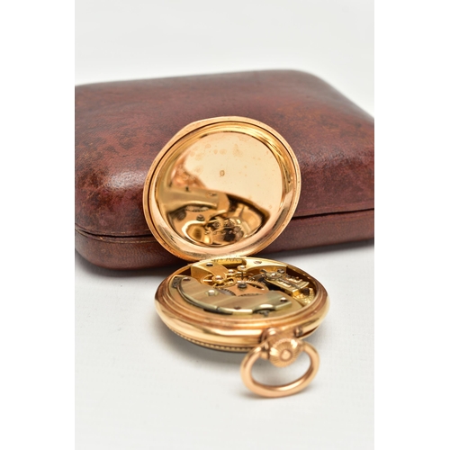 25 - AN EARLY 20TH CENTURY 18CT YELLOW GOLD MANUAL WOUND OPEN FACE POCKET WATCH WITHIN A POCKET WATCH CAS... 