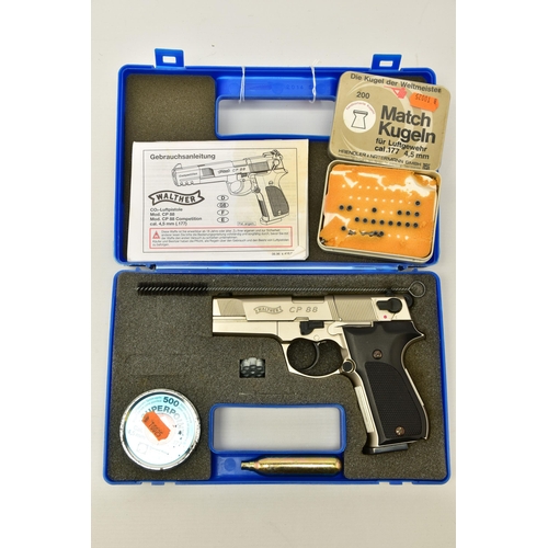 348 - A .177''  WALTHER MODEL CP66 CO2 AIR PISTOL,  serial number A8111542, in its original case with two ... 