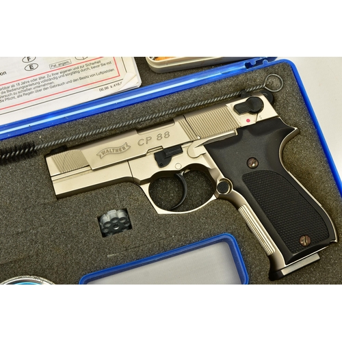 348 - A .177''  WALTHER MODEL CP66 CO2 AIR PISTOL,  serial number A8111542, in its original case with two ... 