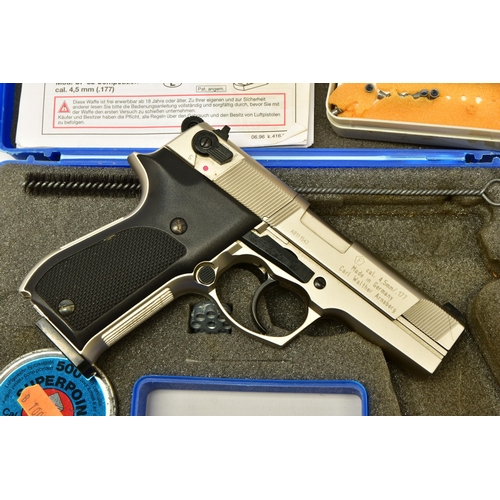 348 - A .177''  WALTHER MODEL CP66 CO2 AIR PISTOL,  serial number A8111542, in its original case with two ... 