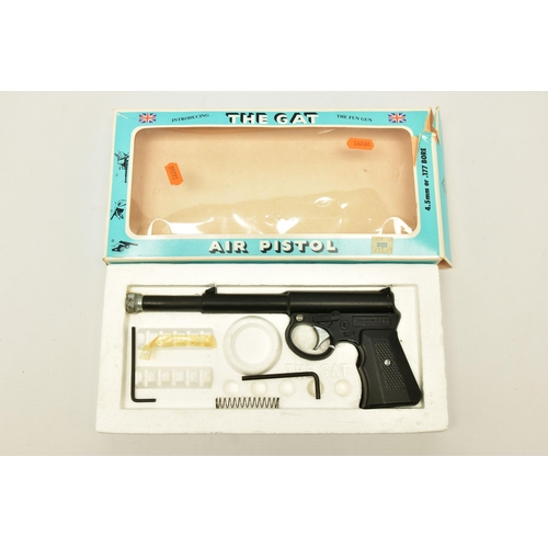 349 - A .177'' GAT AIR PISTOL made by T.J. Harrington & Son, Walton, Surrey, in its original carton, it is... 