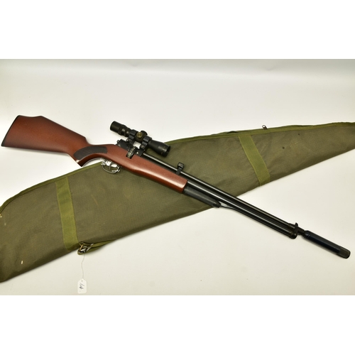 351 - A  .22 '' ROTARY MAGAZINE PUMP UP AIR RIFLE  fitted with a beech stock, in working order and excelle... 