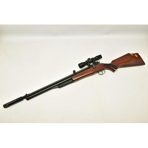 351 - A  .22 '' ROTARY MAGAZINE PUMP UP AIR RIFLE  fitted with a beech stock, in working order and excelle... 