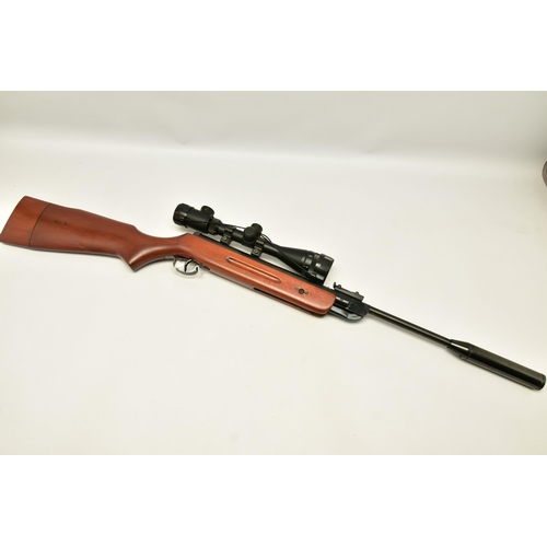 352 - A .22''  CHINESE BREAK ACTION SPRING AIR RIFLE fitted with a silencer, serial number 110213378, it i... 