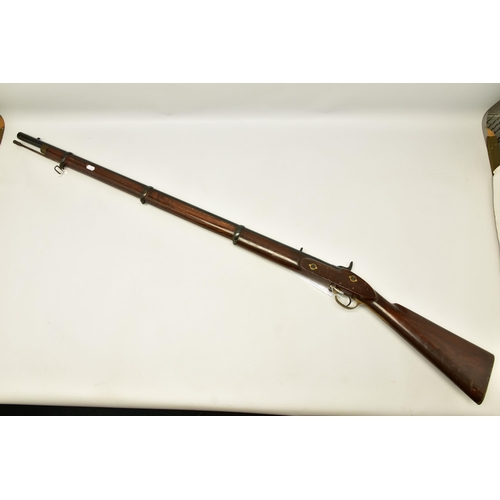 365 - AN ANTIQUE 11 BORE 3 BAND PERCUSSION SMOOTH BORE MUSKET  based on the design of the P53 Enfield rifl... 