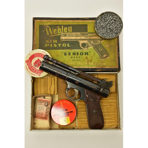 369 - A .177'' WEBLEY & SCOTT SENIOR AIR PISTOL, batch number 1732, in good working order but bearing heav... 