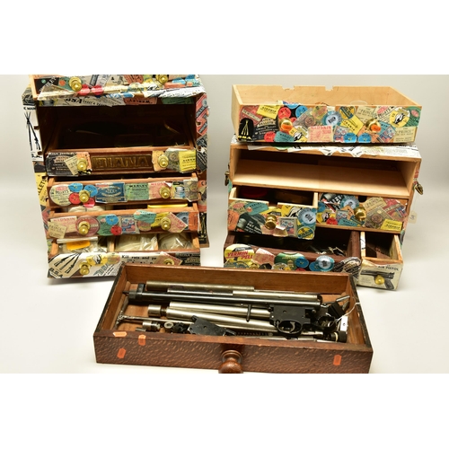 372 - TWO SETS OF DRAWERS AND ONE OTHER DRAWER, containing a very large quantity of air gun/rifle and pist... 