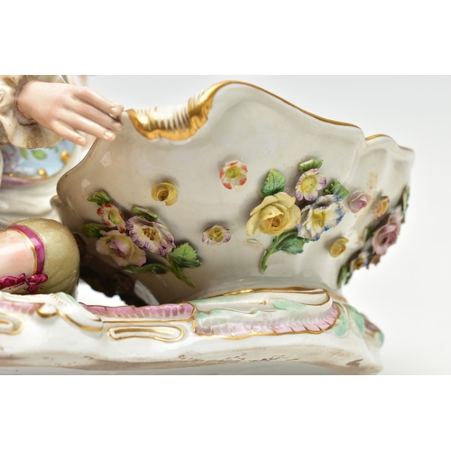 167 - A 19TH CENTURY MEISSEN FIGURAL SWEETMEAT DISH, NUMBER 2863 AFTER A DESIGN BY  J.J. KANDLER, modelled... 