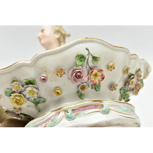 167 - A 19TH CENTURY MEISSEN FIGURAL SWEETMEAT DISH, NUMBER 2863 AFTER A DESIGN BY  J.J. KANDLER, modelled... 