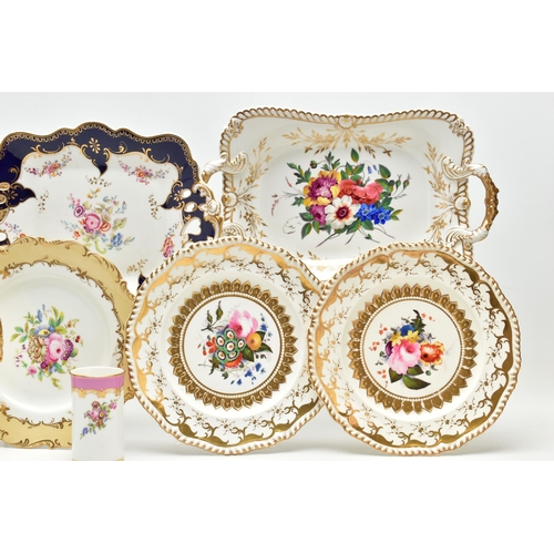 169 - NINE PIECES OF MID TO LATE 19TH CENTURY BRITISH PORCELAIN, comprising a pair of Chamberlains twin ha... 