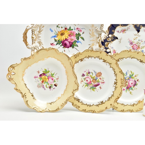 169 - NINE PIECES OF MID TO LATE 19TH CENTURY BRITISH PORCELAIN, comprising a pair of Chamberlains twin ha... 