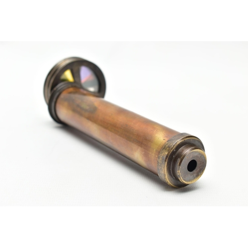 170 - A VICTORIAN STYLE BRASS KALEIDOSCOPE, length 18cm (Condition Report: in functioning order, surface s... 