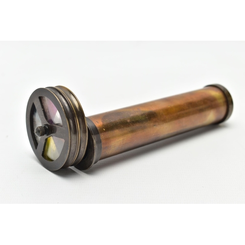 170 - A VICTORIAN STYLE BRASS KALEIDOSCOPE, length 18cm (Condition Report: in functioning order, surface s... 