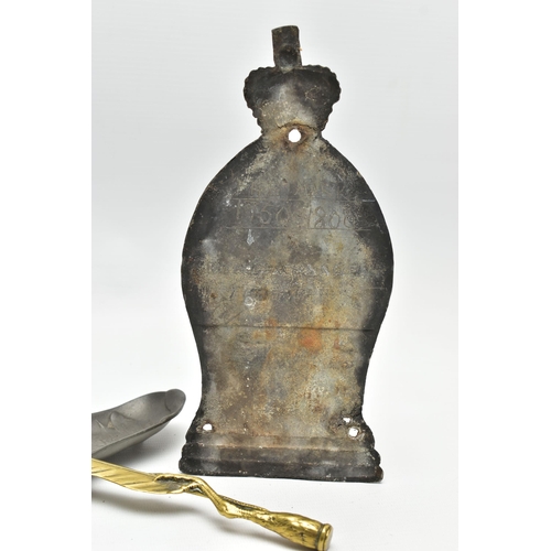 172 - FIVE 19TH AND EARLY 20TH CENTURY ITEMS OF METALWARE, comprising a S. Maw & Son of London brass champ... 