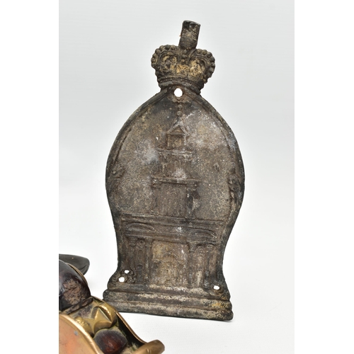 172 - FIVE 19TH AND EARLY 20TH CENTURY ITEMS OF METALWARE, comprising a S. Maw & Son of London brass champ... 