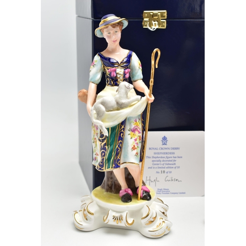 174 - A BOXED PAIR OF ROYAL CROWN DERBY LIMITED EDITION SHEPHERD AND SHEPHERDESS FIGURES, SPECIALLY DECORA... 