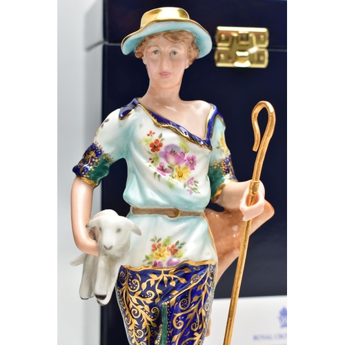 174 - A BOXED PAIR OF ROYAL CROWN DERBY LIMITED EDITION SHEPHERD AND SHEPHERDESS FIGURES, SPECIALLY DECORA... 