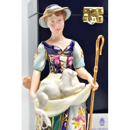 174 - A BOXED PAIR OF ROYAL CROWN DERBY LIMITED EDITION SHEPHERD AND SHEPHERDESS FIGURES, SPECIALLY DECORA... 