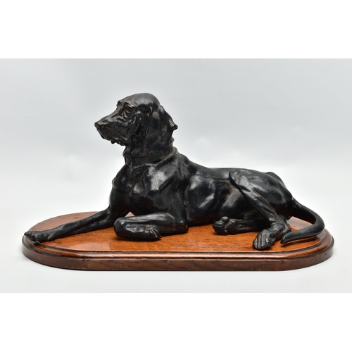 175 - AFTER NIKOLAI IVANOVICH LIBERICH (1828-1883) a cast iron figure of a recumbent bloodhound, bearing s... 