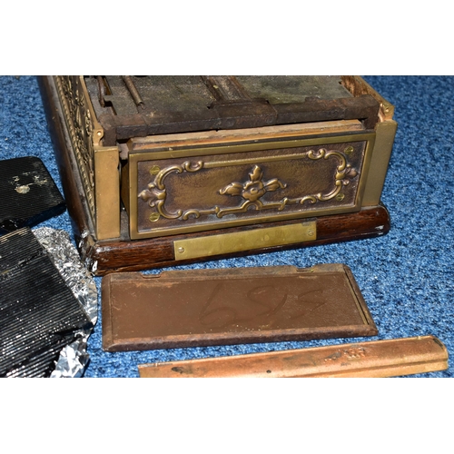 187 - A 20TH CENTURY AMERICAN BRASS CASH REGISTER BY NATIONAL DAYTON OF OHIO, mounted on a wooden plinth, ... 