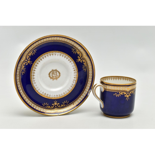 197 - TITANIC INTEREST: AN EARLY 20TH CENTURY SPODE COPELAND'S CHINA DEMITASSE CUP AND SAUCER, in cobalt b... 