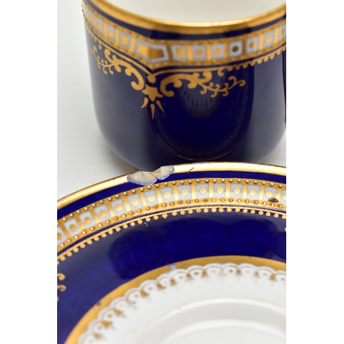 197 - TITANIC INTEREST: AN EARLY 20TH CENTURY SPODE COPELAND'S CHINA DEMITASSE CUP AND SAUCER, in cobalt b... 