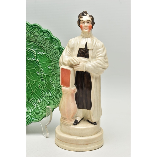 201 - TWO VICTORIAN STAFFORDSHIRE POTTERY FIGURES AND TWO OTHER VICTORIAN CERAMIC ITEMS, comprising a Staf... 