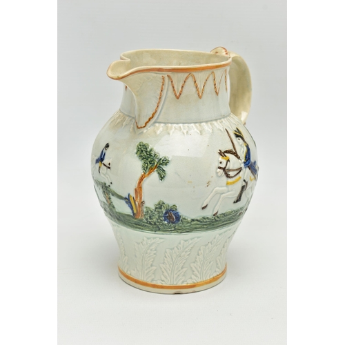 203 - A LATE 18TH / EARLY 19TH CENTURY PRATTWARE JUG COMMEMORATING THE DUKE OF YORK, the pearlware jug mou... 