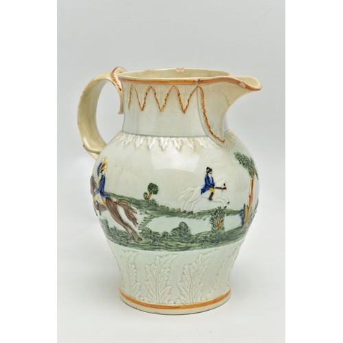 203 - A LATE 18TH / EARLY 19TH CENTURY PRATTWARE JUG COMMEMORATING THE DUKE OF YORK, the pearlware jug mou... 