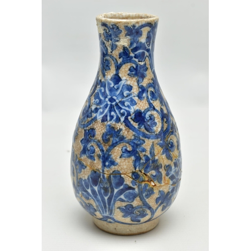 205 - FIVE PIECES OF 19TH CENTURY CHINESE PORCELAIN, comprising two crackle glaze baluster vases, decorate... 