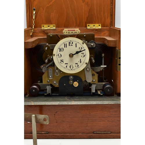 207 - A 20TH CENTURY ENGLISH CLOCK SYSTEMS LTD OAK AND LAMINATE CASED TIME RECORDING CLOCK, the rectangula... 