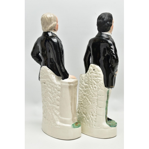 209 - A PAIR OF VICTORIAN STAFFORDSHIRE POTTERY FLATBACK PORTRAIT FIGURES OF 'GLADSTONE' AND 'BEACONSFIELD... 