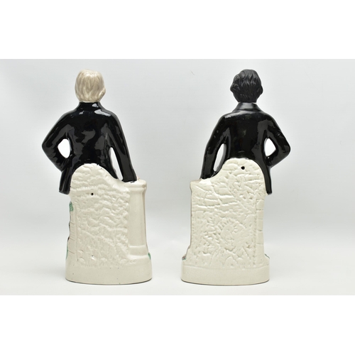 209 - A PAIR OF VICTORIAN STAFFORDSHIRE POTTERY FLATBACK PORTRAIT FIGURES OF 'GLADSTONE' AND 'BEACONSFIELD... 