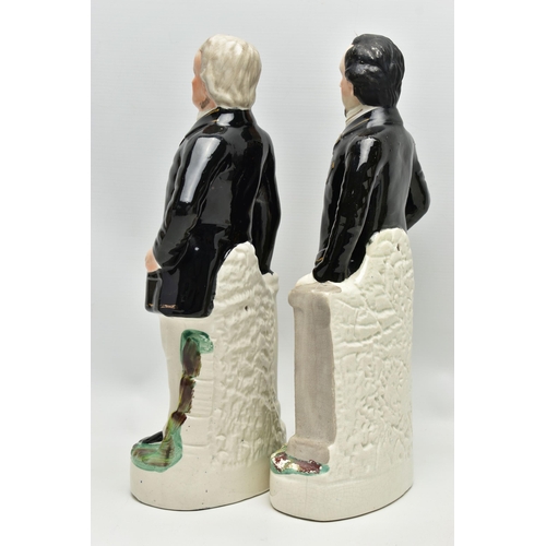 209 - A PAIR OF VICTORIAN STAFFORDSHIRE POTTERY FLATBACK PORTRAIT FIGURES OF 'GLADSTONE' AND 'BEACONSFIELD... 