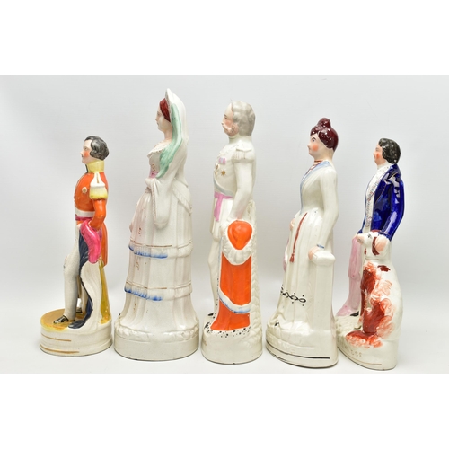 210 - FIVE VICTORIAN STAFFORDSHIRE POTTERY PORTRAIT FIGURES, comprising Duchess of Edinburgh, Princess May... 