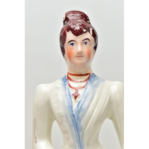 210 - FIVE VICTORIAN STAFFORDSHIRE POTTERY PORTRAIT FIGURES, comprising Duchess of Edinburgh, Princess May... 