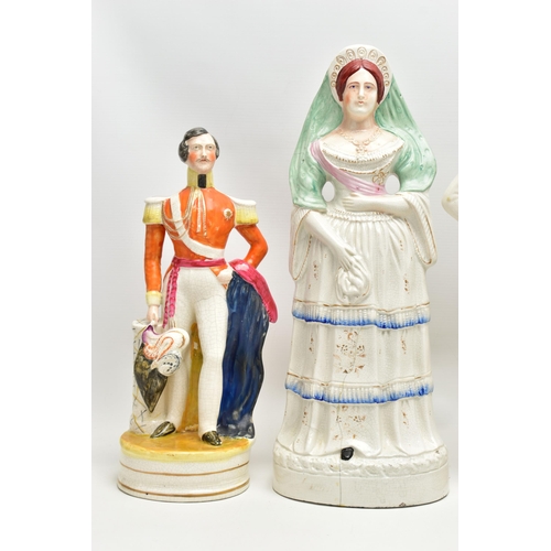 210 - FIVE VICTORIAN STAFFORDSHIRE POTTERY PORTRAIT FIGURES, comprising Duchess of Edinburgh, Princess May... 