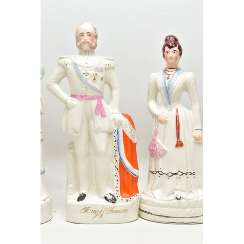 210 - FIVE VICTORIAN STAFFORDSHIRE POTTERY PORTRAIT FIGURES, comprising Duchess of Edinburgh, Princess May... 