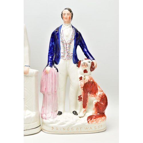 210 - FIVE VICTORIAN STAFFORDSHIRE POTTERY PORTRAIT FIGURES, comprising Duchess of Edinburgh, Princess May... 