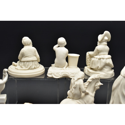 126 - FIVE VARIOUS 19TH AND EARLY 20TH CENTURY PARIAN FIGURES AND TWO CONTINENTAL BISQUE FIGURES, comprisi... 